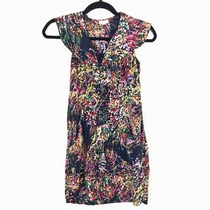 PARKER Ruffle Zip Front 100% Silk Mini Dress